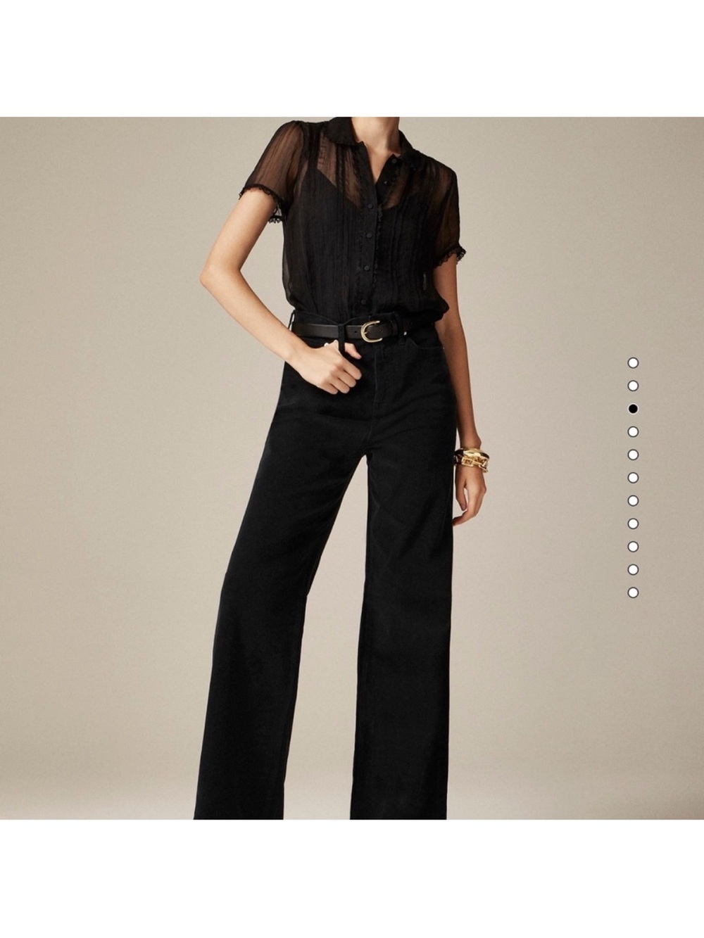 J Crew Wide leg corduroy trouser Black High Rise Full Length Career Pant BT922